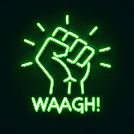 Epic Warhammer 40K Ork WAAGH! Neon LED Sign – Green Fist of Power on Black - Letter Lamps