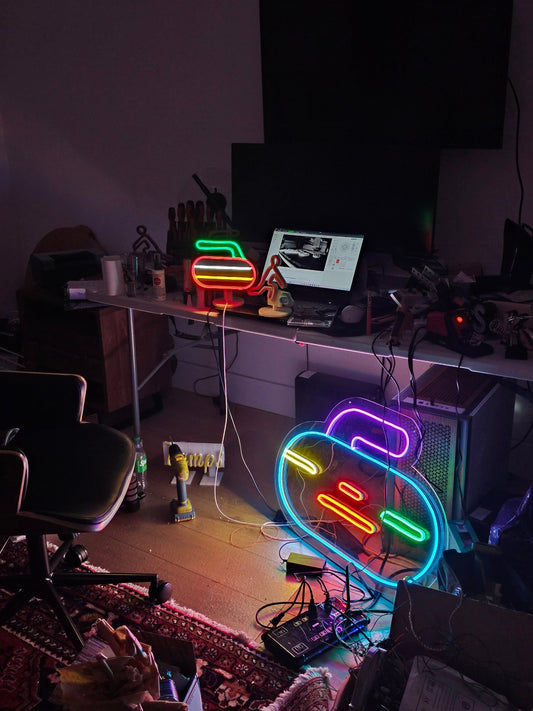 Really Big Neon LED Curling Rock - Letter Lamps