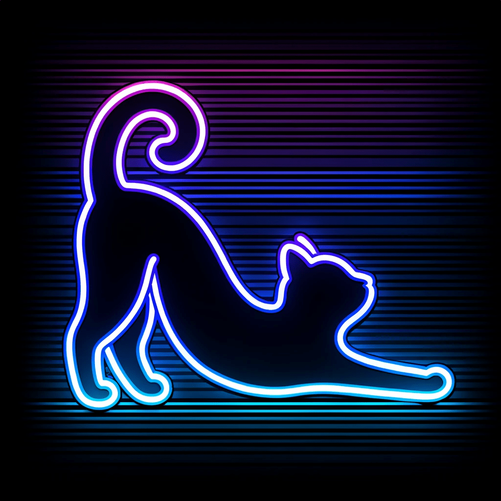 Stretching Cat Neon LED Sign – Single Color or RGB Flexibility on Black Backing - Letter Lamps