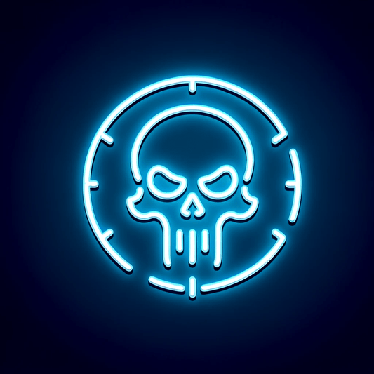 Warhammer 40K Deathskulls Emblem Neon LED Sign: Ice Blue Brilliance on Black - Letter Lamps