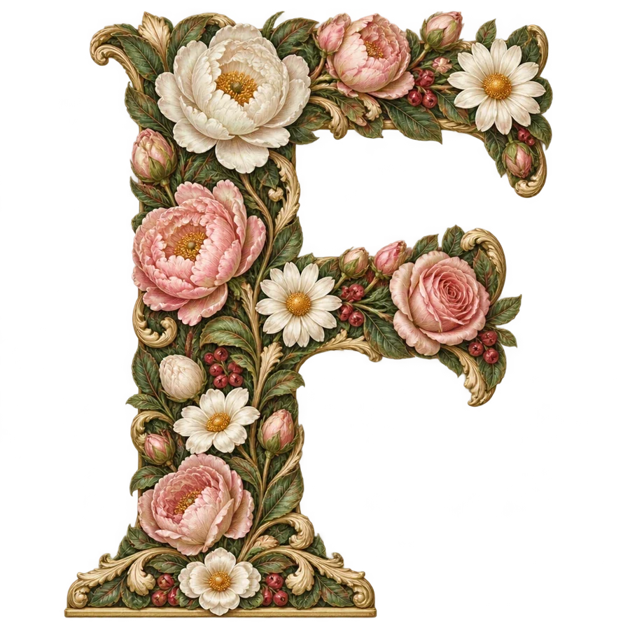 Floral illustrated letter F