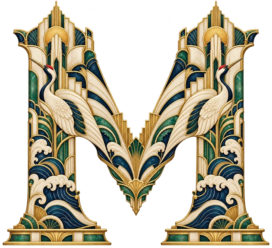 Art Deco illustrated letter M