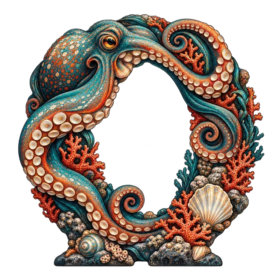 Deep Sea illustrated letter O