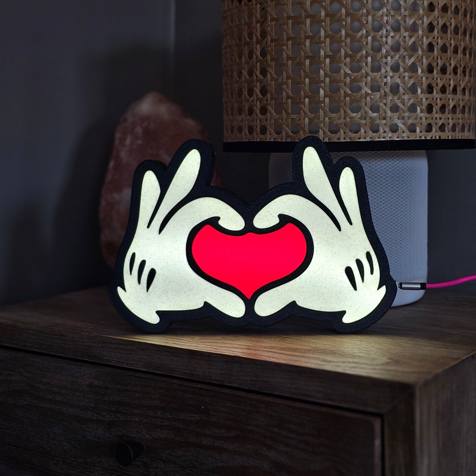 Cartoon Mickey Heart Hands Lamp - LetterLamps